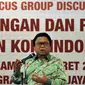 Wakil Ketua MPR RI Oesman Sapta Odang (OSO) saat menjadi Pembicara Rapat Umum Anggota (RUA) IX AEKI di Jakarta, Kamis (10/3). Produksi kopi Indonesia mencapai 685 ribu ton per tahun atau 8,9 persen dari produksi kopi. (Liputan6.com/Johan Tallo)