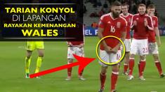 Video Joe Ledley pemain dari wales menari konyol di lapangan usai kalahkan belgia dan antarkan wales ke Semifinal.