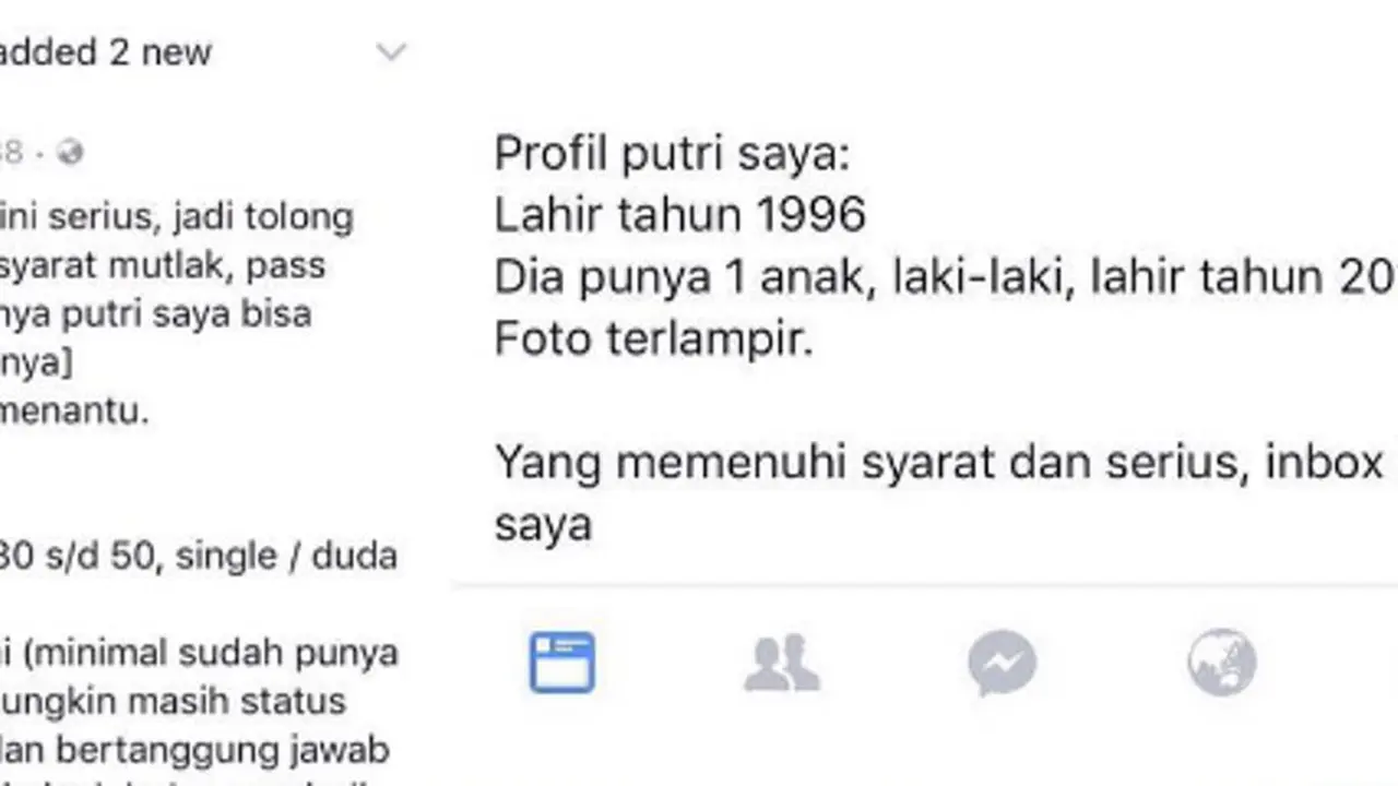 Wow, Ada Ayah Buka Lowongan Calon Menantu di Facebook!