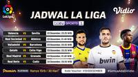 Pertandingan lengkap La Liga Spanyol pekan ke-15 dapat diskaksikan melalui platform streaming Vidio. (Dok. Vidio)