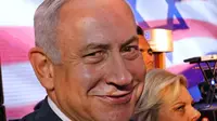 Ekspresi Perdana Menteri Israel Benjamin Netanyahu saat menghadiri peresmian Kedubes AS di Yerusalem, Minggu (13/5). Peresmian Kedubes AS di Yerusalem dihadiri sejumlah tamu VVIP dari berbagai negara. (Gali Tibbon/AFP)