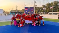 Timnas Hoki Outdoor Putra Indonesia berhasil meraih tiket ke Asian Games 2026, setelah memecundangi Thailand pada laga terakhir Pool A kualifikasi di Royal Thai Air Force Hockey Field, Bangkok, Senin (6/4/2026). (dok. Dharma Raj)
