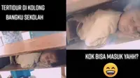 Bocah laki-laki ini tampak lelap tertidur di laci mejanya. (Sumber: TikTok/@ceps_isep)