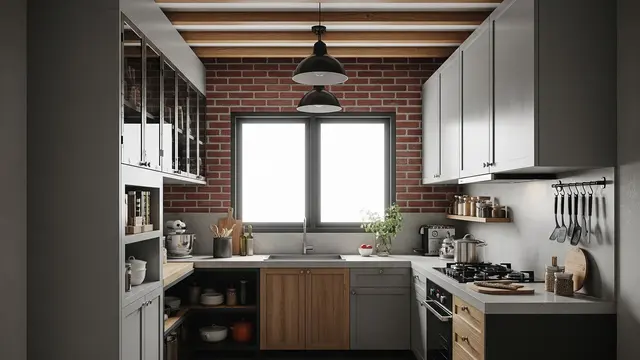 Dapur Industrial dengan Kabinet Fungsional