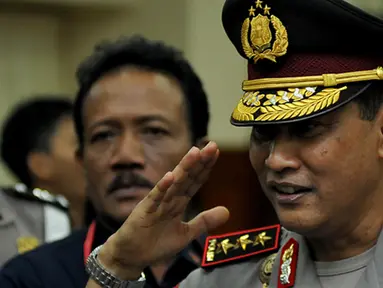 Kabareskrim Komjen Pol Budi Waseso usai upacara kenaikan pangkat korps raport yang digelar di Rupatama, Mabes Polri, Jakarta, Kamis (5/2/2015). (Liputan6.com/Johan Tallo)