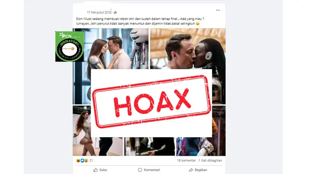 Tangkapan layar salah satu hoaks seputar AI