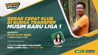 Warung Bola edisi Senin (4/4/2022) bakal mendiskusikan banyak hal terkait persiapan kilat klub-klub Liga 1 yang akan bertarung pada Juli 2022 mendatang.