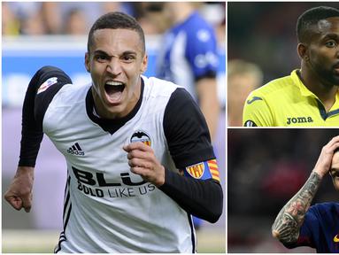 Berikut ini top scorer sementara La Liga Spanyol musim 2017/2018 hingga pekan ke-14, Lionel Messi masih di posisi teratas. (Kolase foto-foto dari AFP)