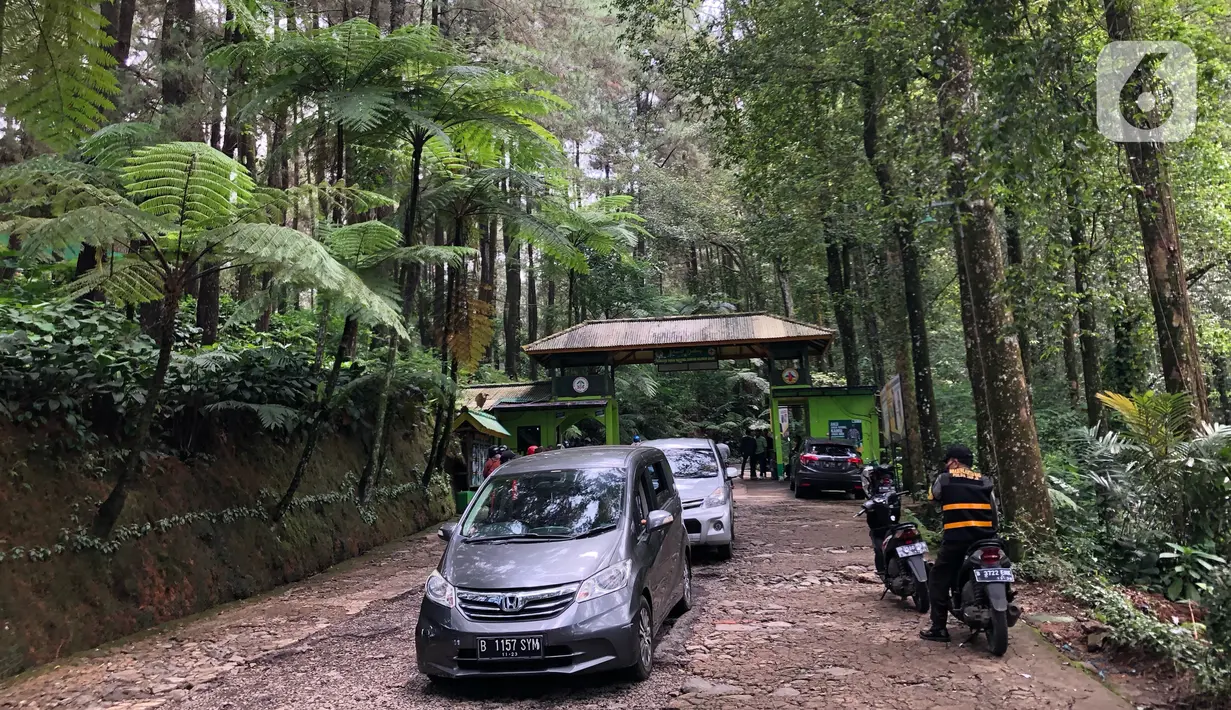 Pengunjung melintasi akses jalan di kawasan wisata Gunung Bunder, Bogor, Jawa Barat, Minggu (15/11/2020). Meskipun pandemi covid-19 belum berakhir, namun sejumlah lokasi wisata mulai dipadati pengunjung dengan tetap menerapkan protokol kesehatan. (Liputan6.com/Immanuel Antonius)