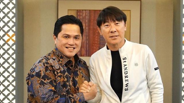 Erick Thohir dan Shin Tae-yong. (c) Instagram @erickthohir