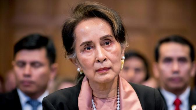 Kanselir Negara Myanmar Aung San Suu Kyi di Sidang PBB. Dok: AFP