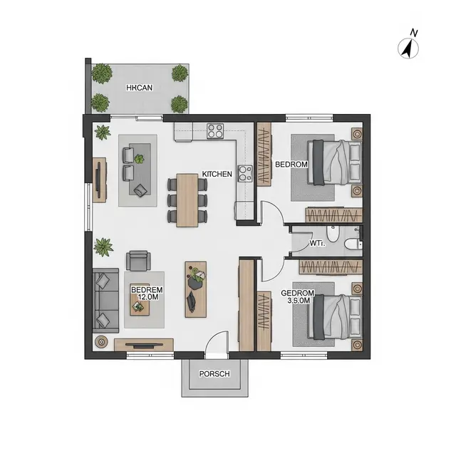 Inspirasi Rumah Kampung Sederhana 2 Kamar dengan Biaya Murah tapi Tetap Terlihat Cantik (Image by Gemini AI)