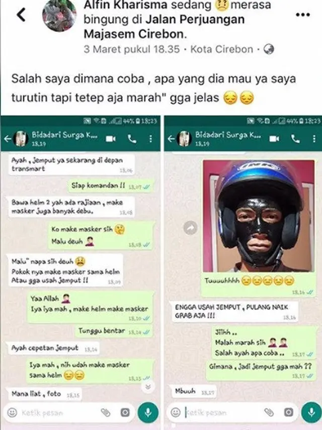 masker wajah (foto: facebook Alfin Kharisma)