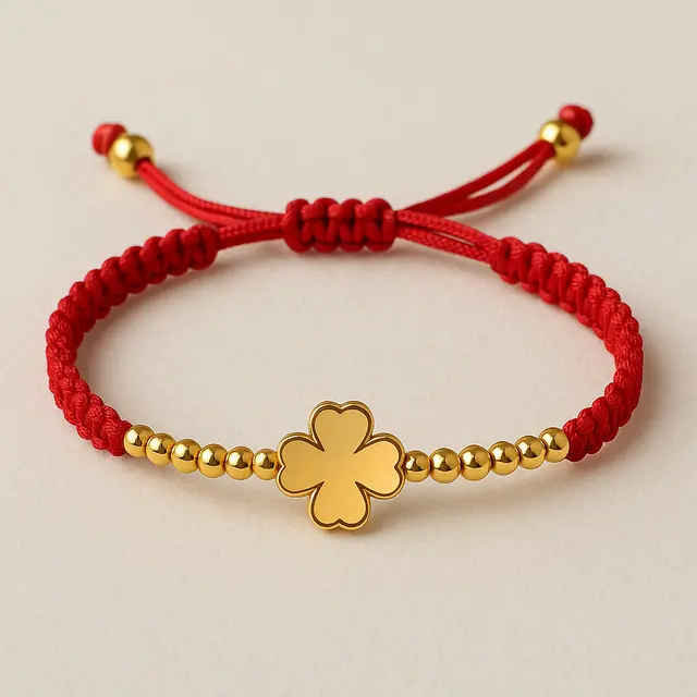 Model Gelang Tali Serut Kombinasi Emas Clover 3 Gram