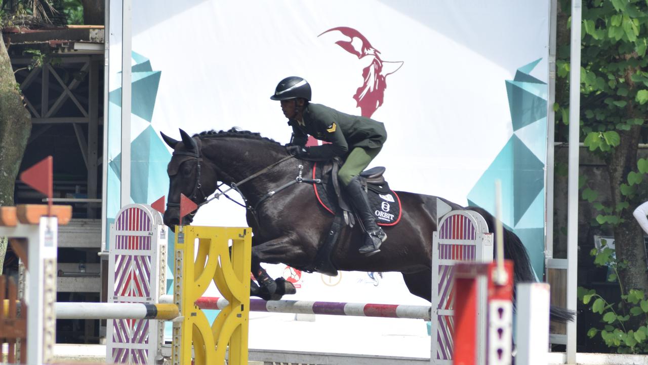 Prajurit TNI Sertu Riko Ganda Febryyanto berhasil menjadi juara pada kejuaraan berkuda (Equistrian) Arthayasa Open 2024