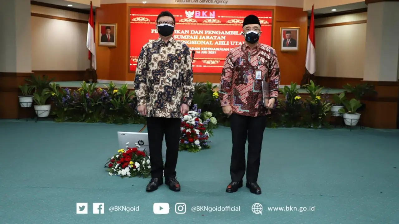 Kepala Badan Kepegawaian Negara (BKN), periode tahun 2015 - 2021, Bima Haria Wibisana dilantik sebagai Analis Kebijakan Ahli Utama oleh Menteri Pendayagunaan Aparatur Negara dan Reformasi Birokrasi, Tjahjo Kumolo pada Jumat, (16/7/2021)