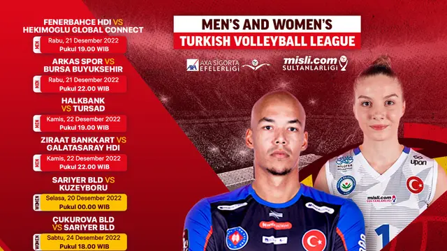 Jadwal dan Link Streaming Liga Voli Turki 2022/2023 Week 8 di Vidio, 21-25 Desember 2022