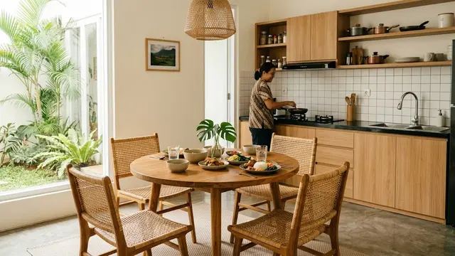Ide Ruang Makan Minimalis yang Menyatu dengan Dapur (AI Generated)