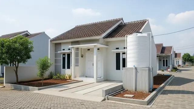 Posisi ideal toren air di lokasi yang aman dari resiko benturan