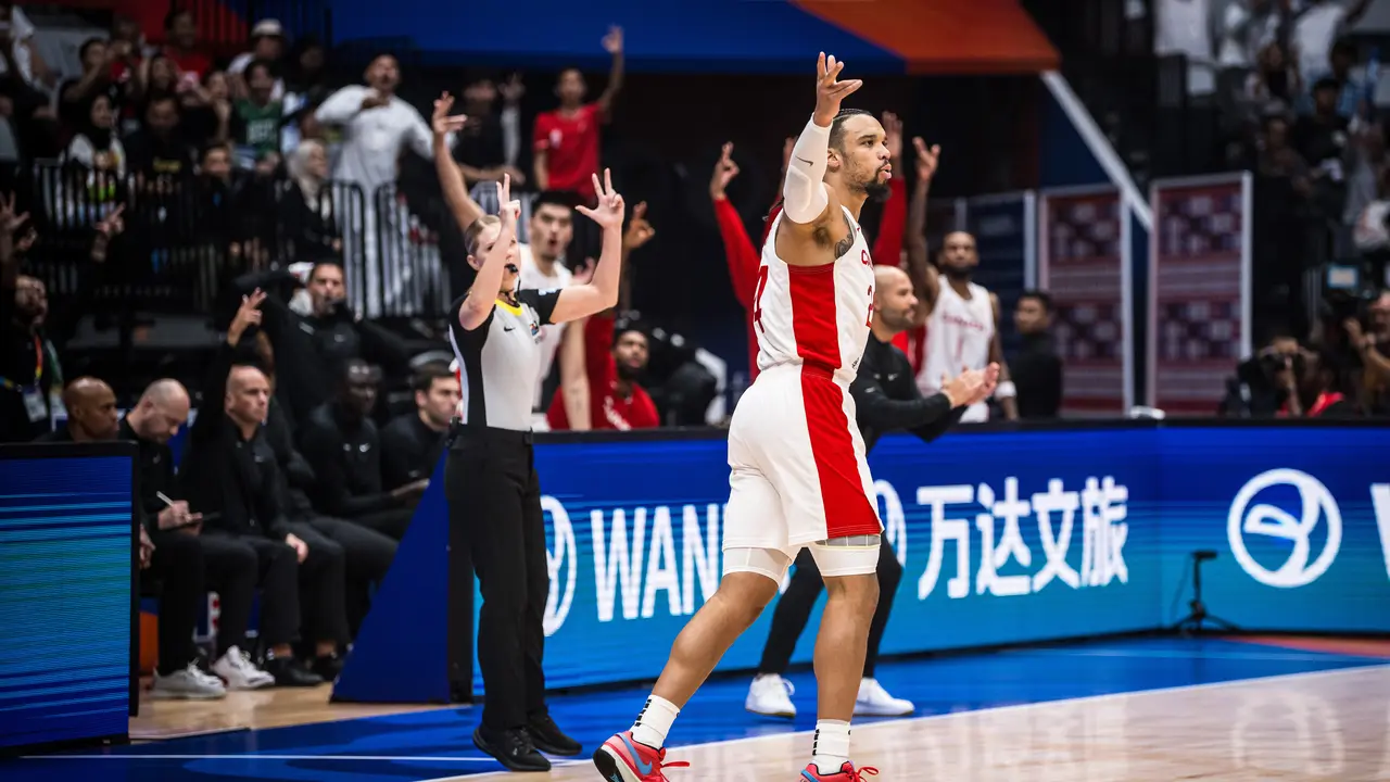 Selebrasi Dillon Brooks saat Kanada hajar Latvia di FIBA World Cup 2023