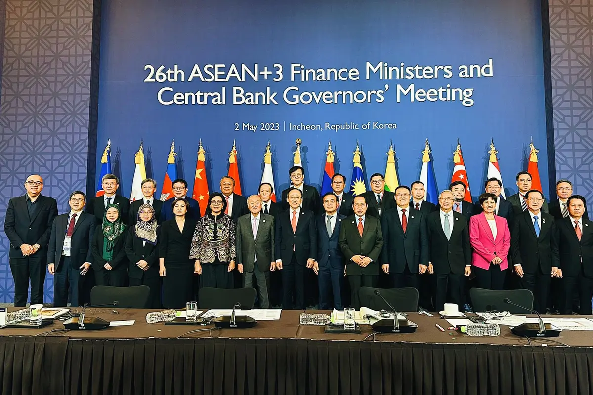 Menteri Keuangan Sri Mulyani Indrawati menghadiri acara ASEAN+3 Finance Ministers and Central Bank Governors’ Meeting (AFMGM+3) ke-26 di Incheon, Korea Selatan pada Selasa (2/5/2023) Photo dok. Bank Indonesia
