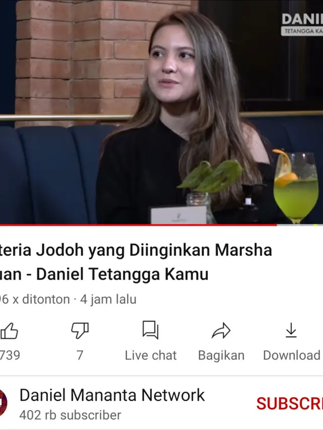 Marsha Aruan dalam unggahan Daniel Mananta. (Foto: YouTube Daniel Mananta Network)