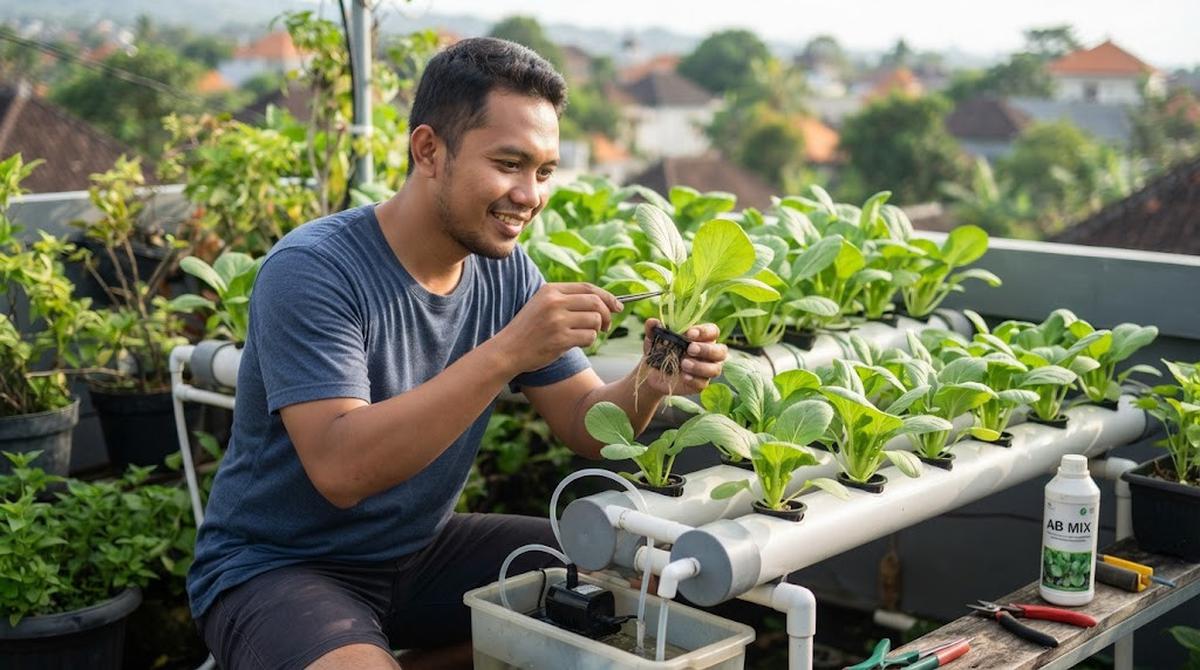 Cara Membuat Kebun Sawi Hidroponik Mini