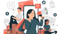 Ilustrasi penjual, promosi, dagangan. (Image by storyset on Freepik)