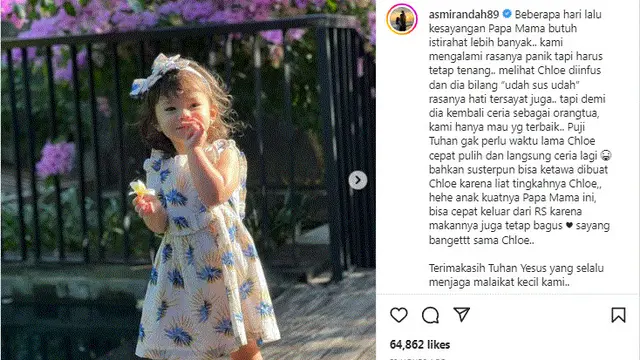 Anak Asmirandah dirawat di rumah sakit