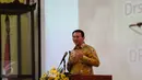 Gubernur DKI Jakarta Basuki Tjahaja Purnama berpidato saat Musda DPD Partai Golkar DKI Jakarta di Jakarta, (19/6).Golkar memberi dukungan kepada Basuki Tjahaja Purnama untuk maju dalam pilgub mendatang.  (Liputan6.com/Faizal Fanani)