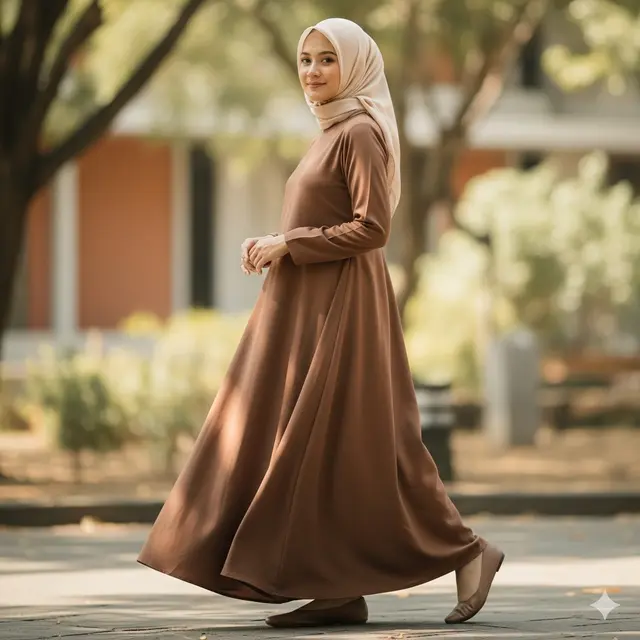 Gamis Syari A-Line Polos Elegan (Image by Gemini AI)