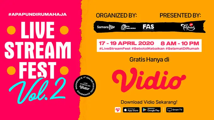 Saksikan Sederet Artis dan Musisi dalam Kemeriahan Live Stream Fest Vol. 2 di Vidio. sumberfoto: Vidio