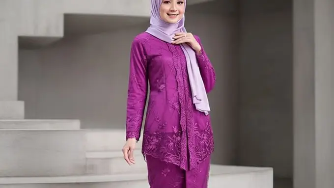 Ilustrasi Warna Jilbab Terbaik untuk Kebaya Fuschia (Sumber Gambar: Meta AI)