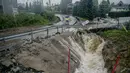 Pemandangan aliran sungai yang meluap di tepiannya, di Gran, Norwegia, Selasa, 8 Agustus 2023. (Stian Lysberg Solum /NTB Scanpix via AP)