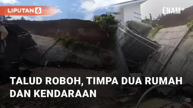 Talud ambrol menimpa dua rumah dan kendaraan milik warga. Kejadian ini berada di Perumahan Pudak Payung, Semarang. Senin (5/2/2024)