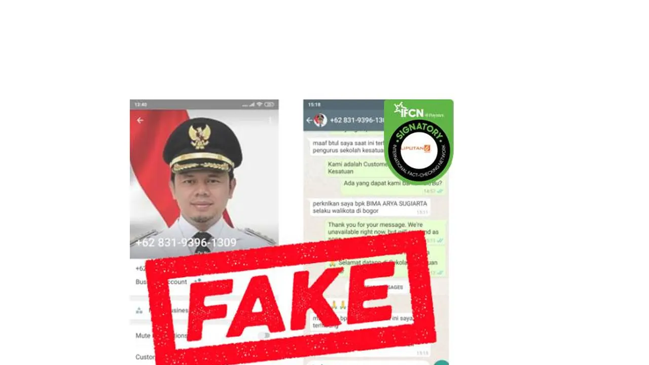 Cek Fakta nomor Whatsapp Wali Kota Bogor Bima Arya