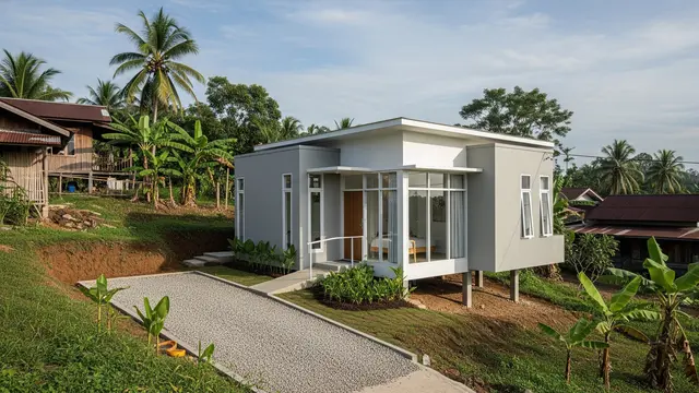 Inspirasi Rumah Minimalis Kecil di Kampung dengan Lahan Tidak Rata/Gemini AI