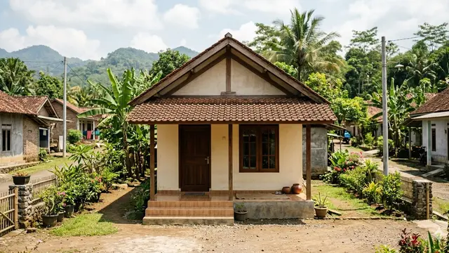 Desain Rumah 1 Lantai 2 Kamar di Desa (Foto: Gemini AI)