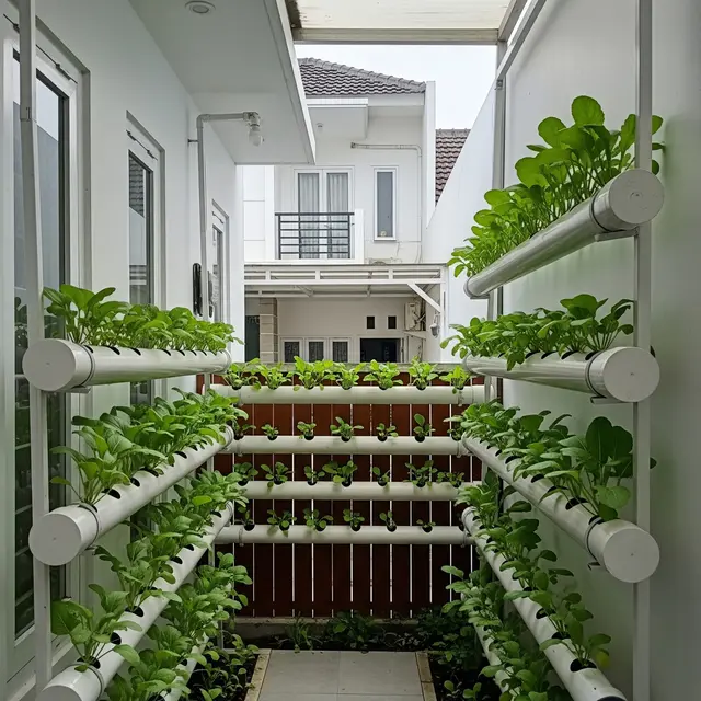 Ide Kebun Gantung Sawi-Sawian Hijau (AI)