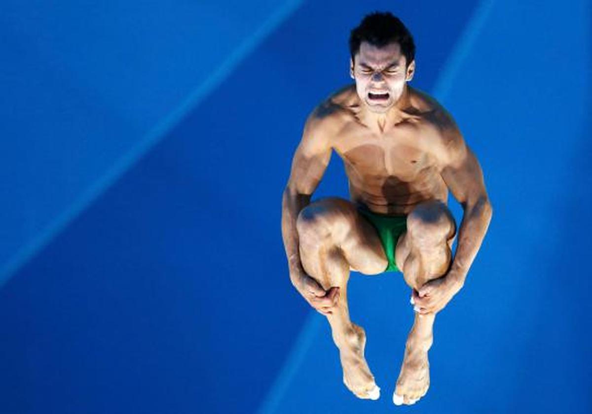 Ekspresi wajah atlet loncat indah Olimpiade 2012
