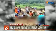 Longsor dipicu hujan deras dan menimbun sebuah rumah semi permanen yang dihuni Puja dan ibunya.