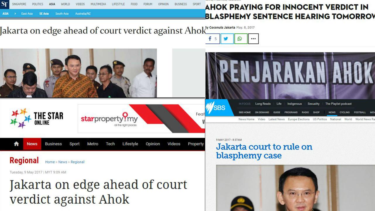 Sidang vonis Ahok menjadi pantauan dunia. (Berbagai sumber)