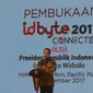 Presiden RI Joko Widodo saat pembukaan konferensi IDByte di Ritz Carlton Ballroom, Jakarta, Kamis (28/9/2017). (Liputan6.com/Jeko Iqbal Reza)