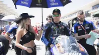 Pembalap Monster Energy Yamaha, Franco Morbidelli, menegaskan tak gentar dengan rumor yang mengaitkan Toprak Razgatlioglu sebagai penggantinya musim depan. (AFP/Mirco Lazzari)
