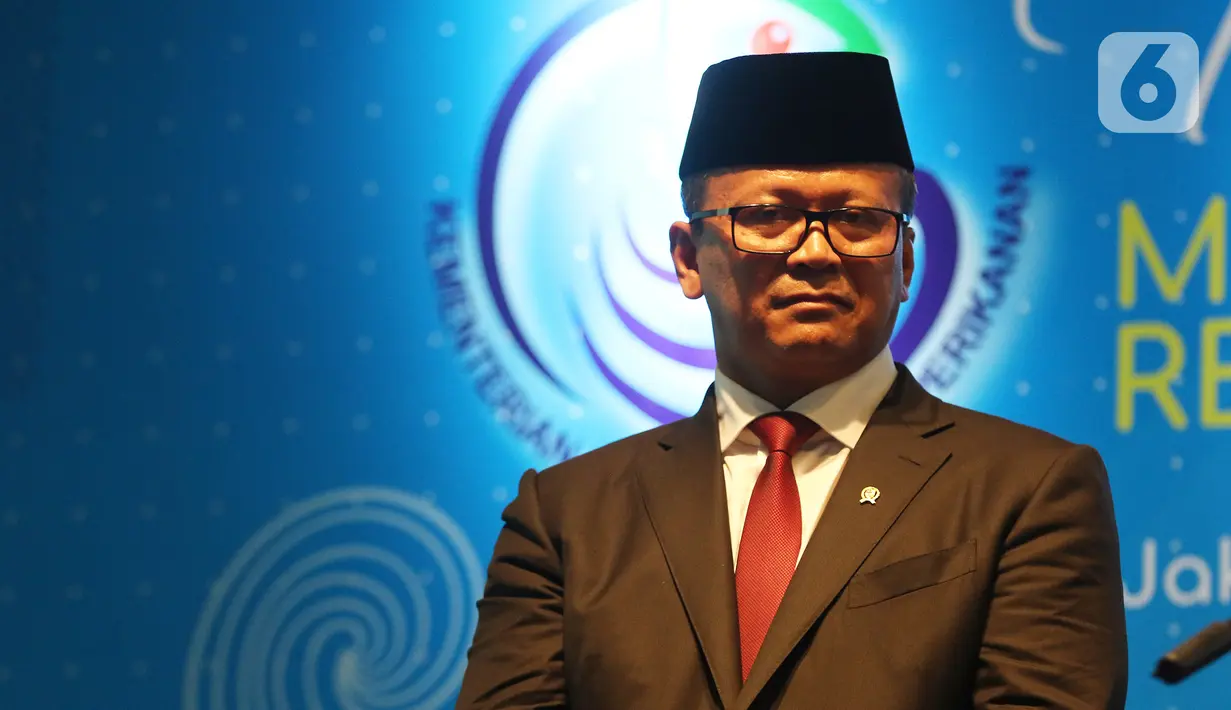 Edhy Prabowo dalam acara serah terima jabatan (Sertijab) Menteri Kelautan dan Perikanan di Kantor KKP, Jakarta, Rabu (23/10/2019). Edhy yang merupakan politisi Partai Gerindra menggantikan Susi Pudjiastuti pada Kabinet Indonesia Maju periode 2019-2024. (Liputan6.com/Herman Zakharia)