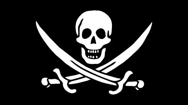 Jolly Roger atau simbol perompak karya bajak laut Jack Rackham atau Calico Jack. (Wikimedia)