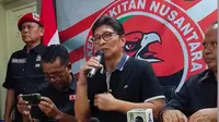 Sekjen DPP Partai Kebangkitan Nusantara, Sri Mulyono saat konferensi pers di kantor DPP PKN, Jakarta. Dia menyampaikan Anas Urbaningrum akan didaulat menjadi Ketum PKN. (Merdeka.com/Ahda Bayhaqi)