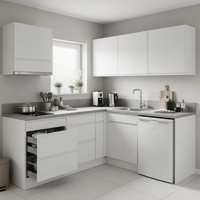 Dapur Modern 2x2 Meter Rumah Type 36 dengan Kitchen Set Modular Full Storage