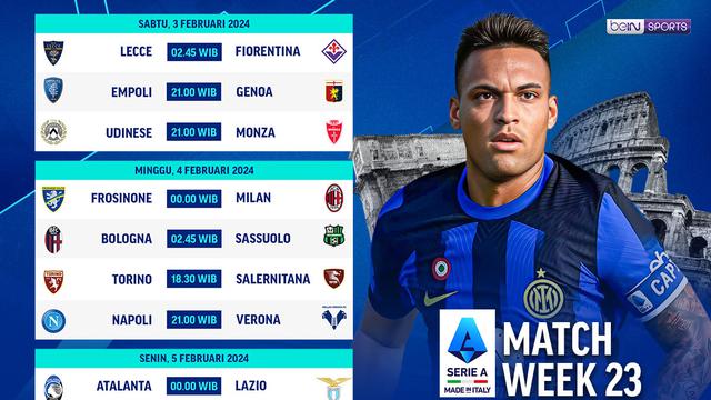 Jadwal Siaran Langsung Liga Italia 2023/2024 Matchweek 23 di Vidio, 3-6 Februari 2024