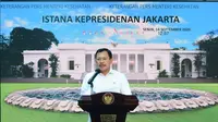 Menteri Kesehatan Terawan Agus Putranto mengatakan pasien tanpa gejala diisolasi mandiri Wisma Atlet Kemayoran di tower 4 dan 5 saat konferensi pers di Kantor Presiden, Jakarta, Senin (14/9/2020). (Biro Pers Sekretariat Presiden/Muchlis Jr)